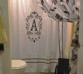 my daughter s bathroom, bathroom ideas, home decor, Bought the shower curtain for my daughter s initial on clearance at a BB B Even her Lotion bottle has her A initial