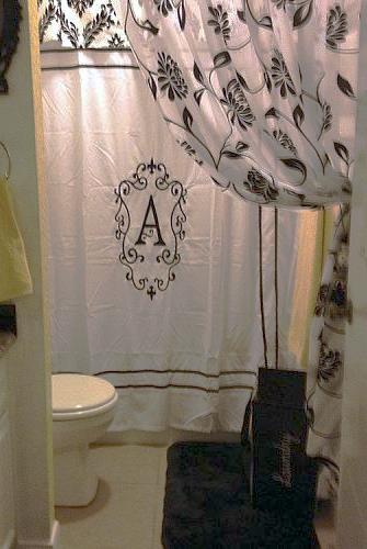 my daughter s bathroom, bathroom ideas, home decor, Bought the shower curtain for my daughter s initial on clearance at a BB B Even her Lotion bottle has her A initial
