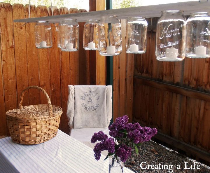 diy mason jar chandelier, diy, mason jars, outdoor living, Photo update from May 13