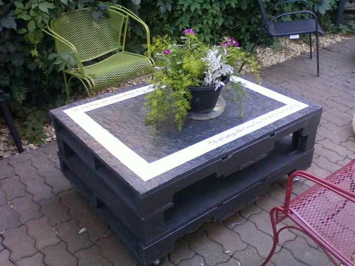 outdoor pallet table, diy, outdoor furniture, painted furniture, pallet, repurposing upcycling, Pallet Table