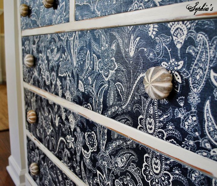 dresser makeover with fabric, home decor, painted furniture