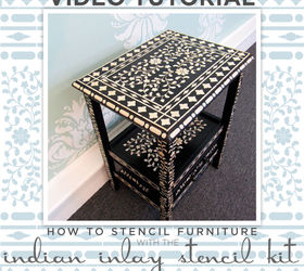 video tutorial how to stencil furniture with the indian inlay stencil, painted furniture