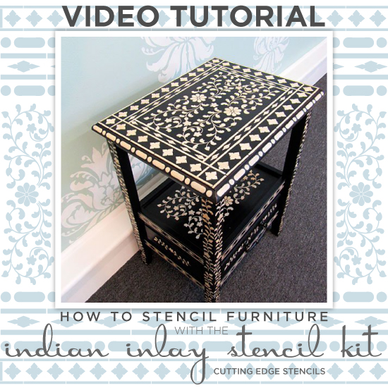 video tutorial how to stencil furniture with the indian inlay stencil, painted furniture
