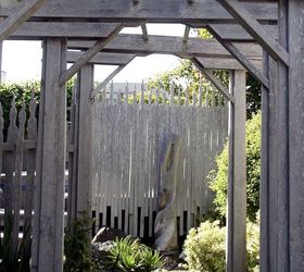 garden fencing ideas with redwood palings that have taken off, diy, fences, outdoor living, woodworking projects, Through the pergola to the spa