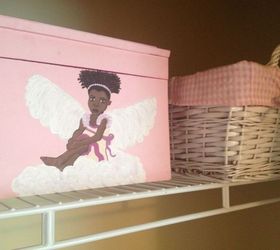 closet organization for little girl s room, bedroom ideas, closet, home decor, organizing, The best way to keep thing organized and out of sight is with boxes and baskets I love this hand painted box that was gifted to me
