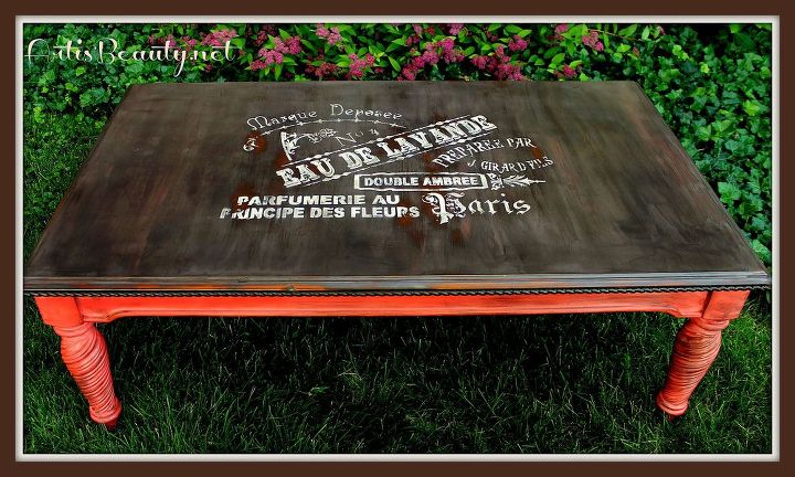 come check out the french eau de lavande coffee table makeover diy french, chalk paint, painted furniture, my finished French Eau de lavande vintage coffee table