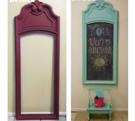 upcycled vintage mirror frame to chalkboard, chalkboard paint, crafts, home decor, repurposing upcycling, before and after