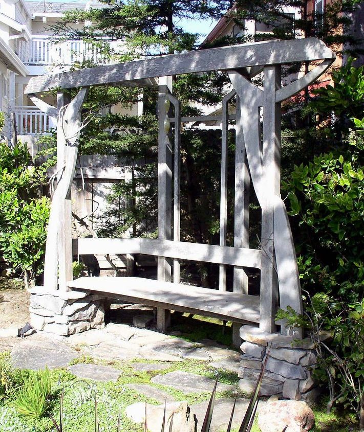 heistand designs and woodwork, products, woodworking projects, Arbor Bench on Stone Piers