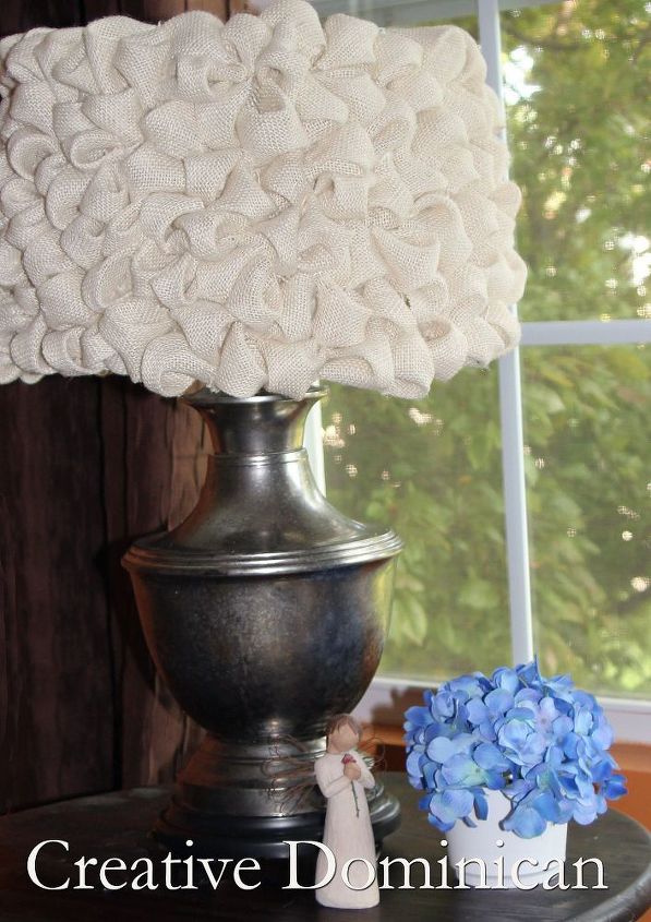diy lamp makeover with faux mercury effect and a bubble burlap shade, crafts, lighting, A simple update to an ugly Goodwill Brass lamp
