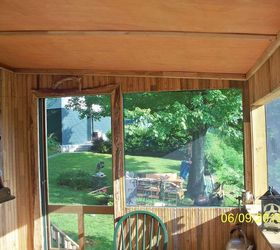 porch makeover, diy, outdoor living, pallet, End of the porch I have a total of 9 screened in window areas