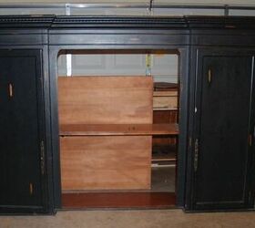 what to do with this 2 piece entertainment center, painted furniture, repurposing upcycling, This is taller than me and I m 5 and half ft tall That s the back of the open part sitting in back