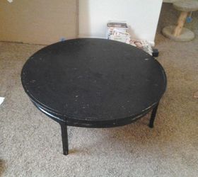 refinishing a craigslist table, home decor, outdoor furniture, painted furniture, The oak table had a layer of lacquer under uneven black spray paint which covered a lovely sunburst tabletop design