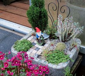 my spring garden, flowers, gardening, outdoor living, succulents, New fairy garden in Hypertufa pot