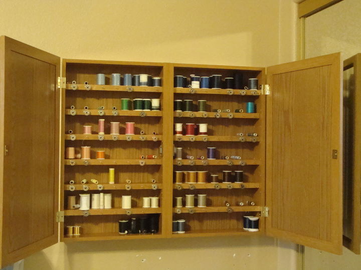 sewing thread organizer and storage, craft rooms, diy, organizing, shelving ideas, storage ideas, Here is the finished cabinet