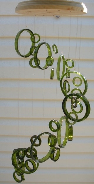 ideas on how to recycle wine bottles, RECYCLED wine bottles made into windchimes by Liftingupspirits