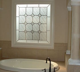 add the look of a stained glass window with faux stained glass fsg by made in the, Faux Stained Glass on garden tub window by Made in the Shade Blinds More
