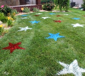 painted 4th of july lawn stars, outdoor living, painting, patriotic decor ideas, seasonal holiday decor