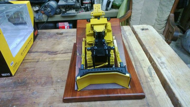 this is a dozer trophy that i made for one of my dear friends, diy, woodworking projects, This is an exact replica of the dozers we use at Duke Energy to move the coal around on the storage piles