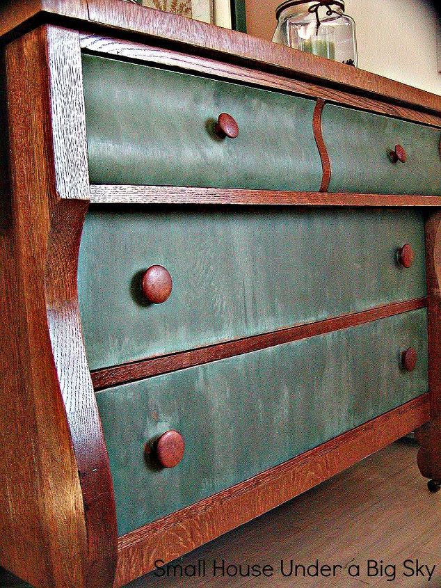 adding storage with vintage dresser, chalk paint, painted furniture, repurposing upcycling, storage ideas, Deep drawers makes this a perfect storage unit in my Small House dining room