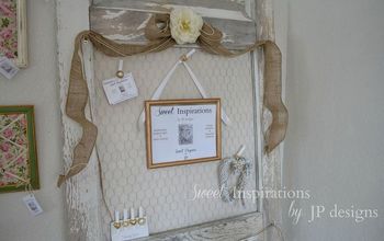 Shabby Glam Chippy Old Door With White Burlap & Painted Chicken Wire