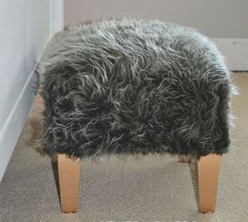 how to reupholster a foot stool, painted furniture, reupholster, Finished stool