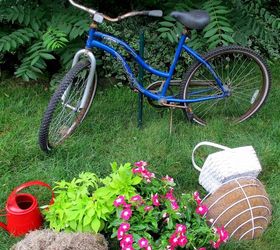 diy project my bicycle planter, gardening, repurposing upcycling, Assemble the materials baskets plants dried moss sphagnum or spanish moss metal rebar or fence piece plastic bags