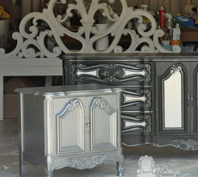 charming french bedroom set, bedroom ideas, home decor, painted furniture, Ralph Lauren Iron Gate on the nightstand Maison Blanche Paint in Wrought Iron and Pewter Organza Custom mixed white for the headboard and dresser accents