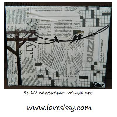 diy wall art tons of ideas, crafts, decoupage, home decor, wall decor, Mod Podge newspaper onto a canvas then when dry draw birds wire with Sharpie