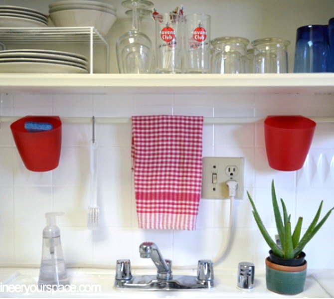 s 13 incredibly useful tension rod ideas you haven t seen yet, crafts, organizing, repurposing upcycling, Take the clutter off your counterops