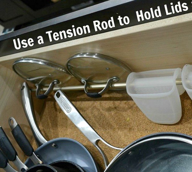 s 13 incredibly useful tension rod ideas you haven t seen yet, crafts, organizing, repurposing upcycling, Organize your bulky pot lids