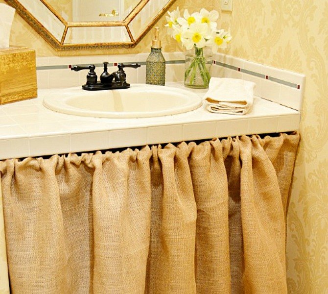 s 13 incredibly useful tension rod ideas you haven t seen yet, crafts, organizing, repurposing upcycling, Cover sink pipes to beautify your vanity