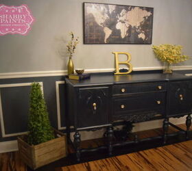 tattered hutch gets new life dark blue and gold a love story, painted furniture