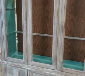 vintage hutch given weathered wood look, painted furniture