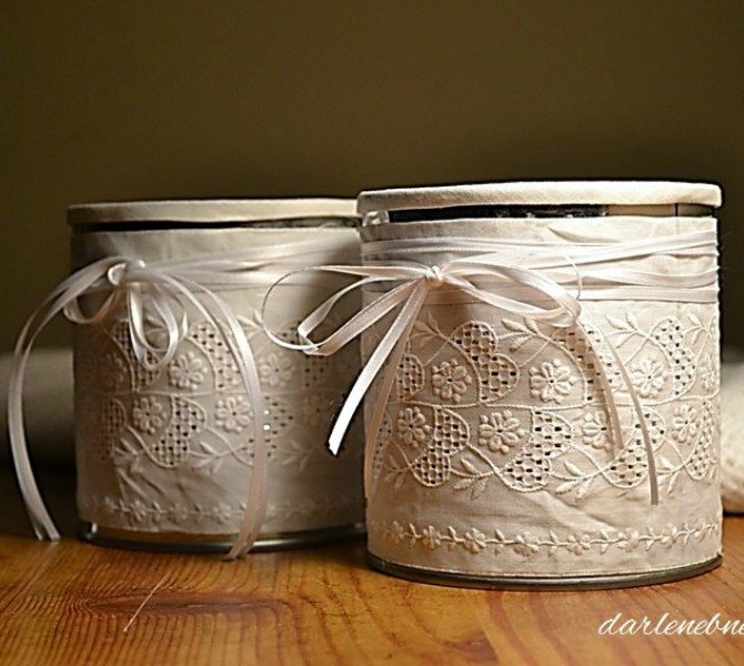 s 15 empty tin can hacks that will make your home look amazing, crafts, home decor, repurposing upcycling, Cover some super stylish storage