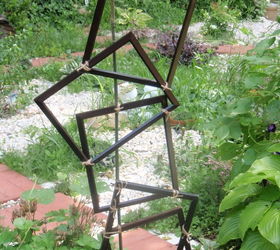 morning glory madness trellises, crafts, gardening, repurposing upcycling, Let s see if this will work Picture frames glue twine trellis Maybe