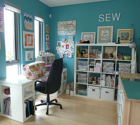 great places to sew and craft, craft rooms, home decor, I love this cheerful room from