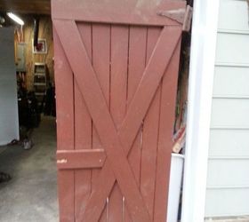 potting bench gift, diy, painted furniture, repurposing upcycling, woodworking projects, the shed door her hubby threw out He did not really seem to enthused about her having a potting bench