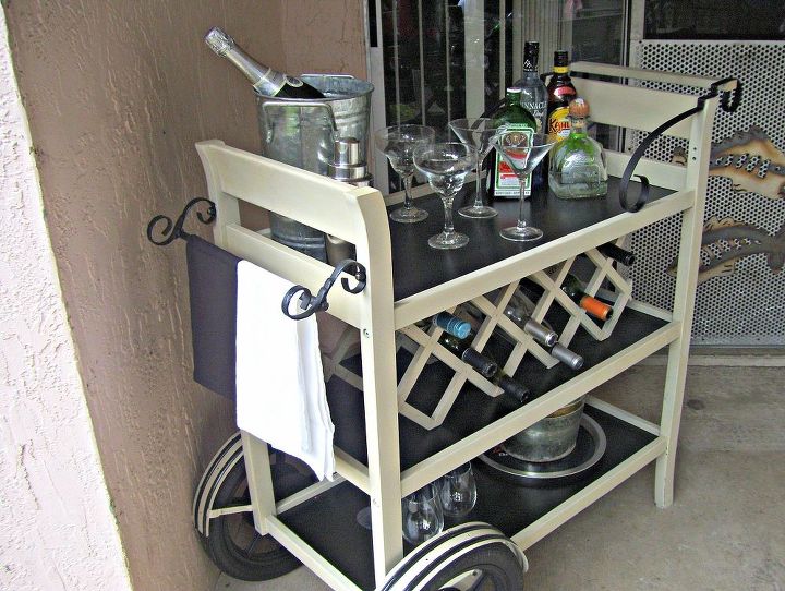 my new bar cart, painted furniture, rustic furniture, Side view of cart