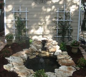 building a backyard pond, outdoor living, ponds water features, Added a fountain