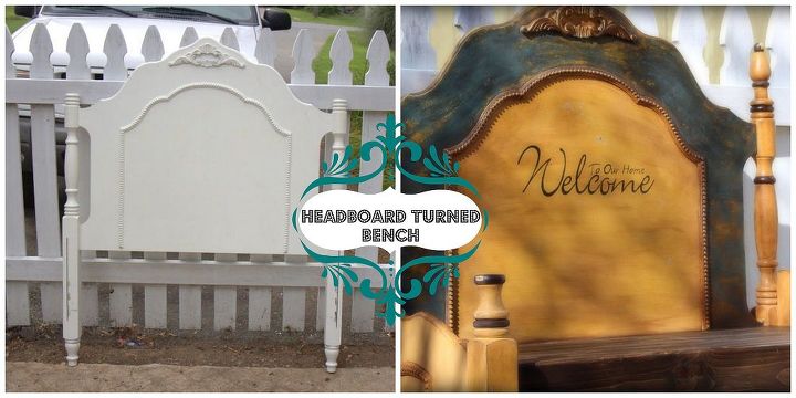twin headboard turned bench, painted furniture, repurposing upcycling