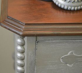 painted antique desk with lots of carved details, painted furniture, Closeup of some of the finished details