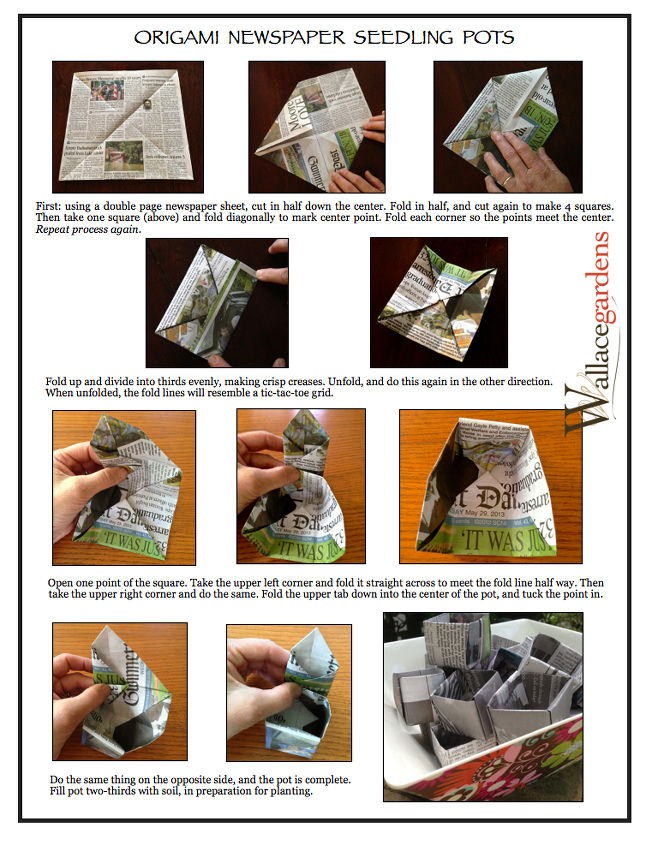 potes de papel de origami com jornal, Instru es passo a passo para potes de papel de origami
