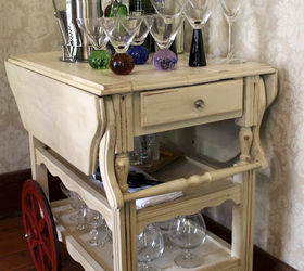 trashed tea cart turned bar cart, Finished and ready to party