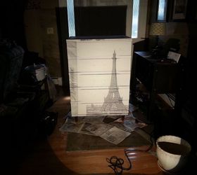 eiffel tower dresser, painted furniture, I used an overhead projector to transfer the image