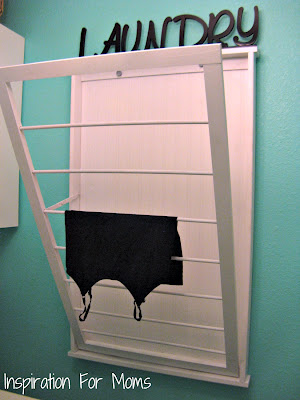 guess what we re having a live laundry room chat tomorrow, laundry rooms, organizing, Recognize this project Laura from Inspiration for Mom s painted her laundry room and built this drying rack herself