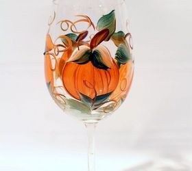 painted wine glass by brushes with a view, painting, Pumpkin Patch by Brushes with A View