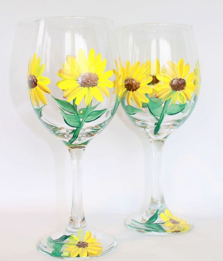 painted wine glass by brushes with a view, painting, Gerber Daisy by Brushes with A View