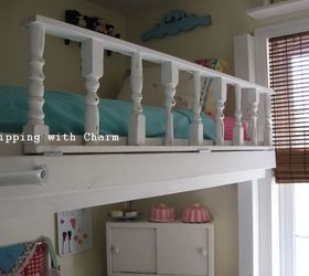lofted cottage bed for our little girl s dream room, bedroom ideas, diy, home decor, painted furniture, repurposing upcycling, after We attached the railing to the side using hinges to make sheet changing easier