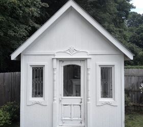 white garden cottage, diy, outdoor living, repurposing upcycling, woodworking projects