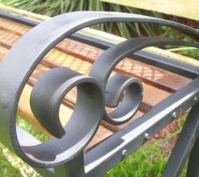 headboard garden bench, diy, outdoor furniture, outdoor living, painted furniture, repurposing upcycling, Scrolls for arm rest